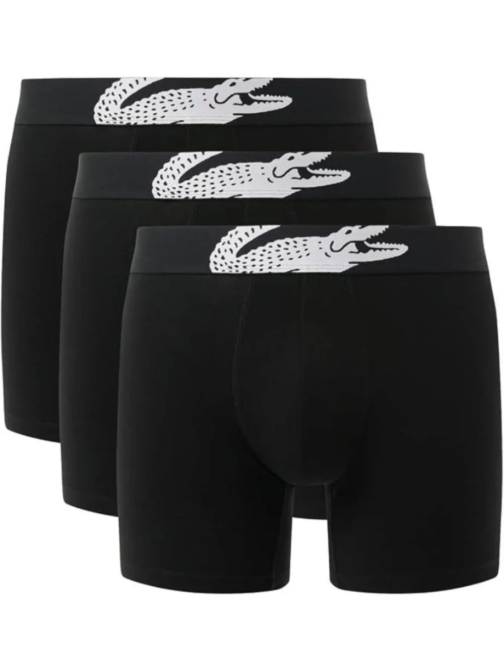 Lacoste Men's Big Croc Cotton Stretch Boxer Briefs 3-Pack Black XS NIB
